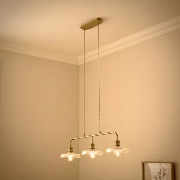 3-Light Diner Ceiling Light - Gold, Steel