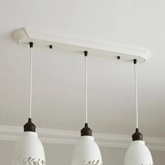 3-Light Diner Ceiling Light - Off-White, Metal