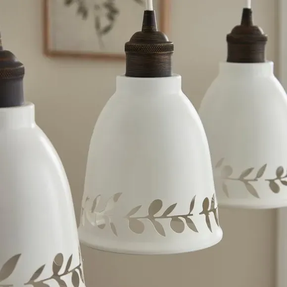 3-Light Diner Ceiling Light - Off-White, Metal