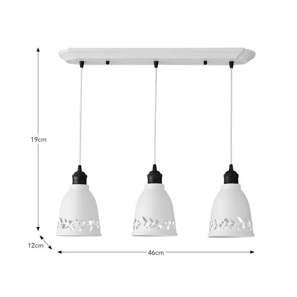 3-Light Diner Ceiling Light - Off-White, Metal