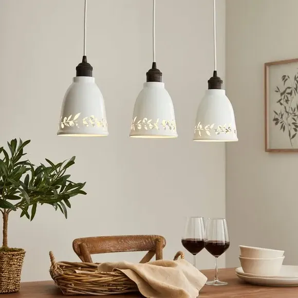 3-Light Diner Ceiling Light - Off-White, Metal image