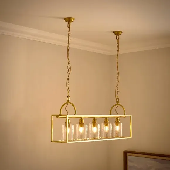 5-Light Adjustable Ceiling Light - Gold, Glass