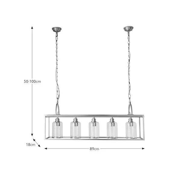 5-Light Adjustable Ceiling Light - Gold, Glass