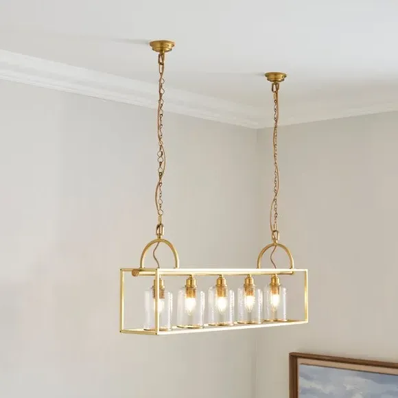 5-Light Adjustable Ceiling Light - Gold, Glass image