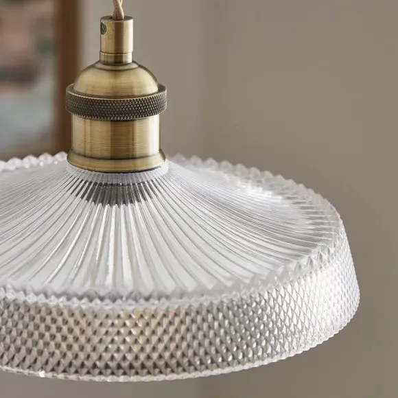 Adjustable Pendant Light - Gold, Pressed Glass