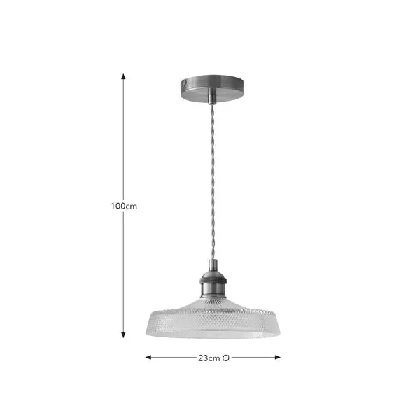 Adjustable Pendant Light - Gold, Pressed Glass