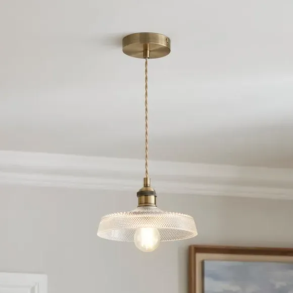 Adjustable Pendant Light - Gold, Pressed Glass image