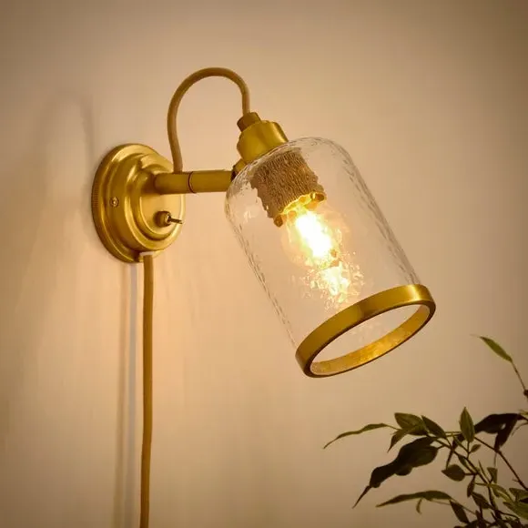 Adjustable Wall Light with Plug - Gold, Brass