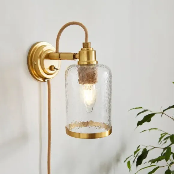 Adjustable Wall Light with Plug - Gold, Brass