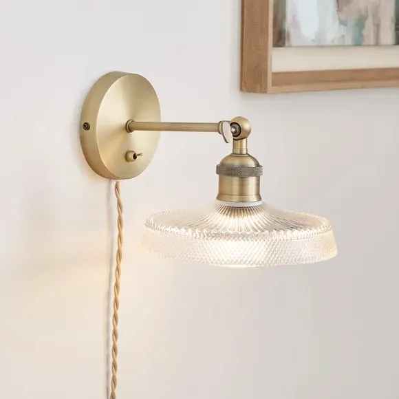 Adjustable Wall Light with Plug - Gold, Steel image
