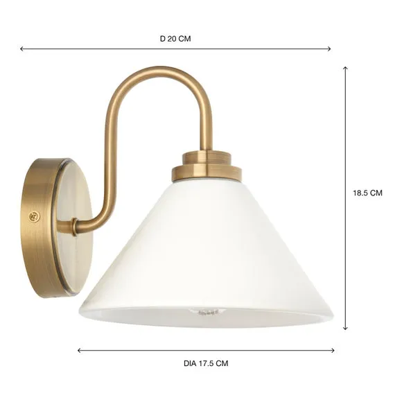 Bathroom Wall Light - White, Antique Brass