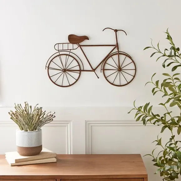 Bicycle Wall Art for Indoor Outdoor - Brown, Metal