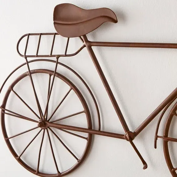 Bicycle Wall Art for Indoor Outdoor - Brown, Metal