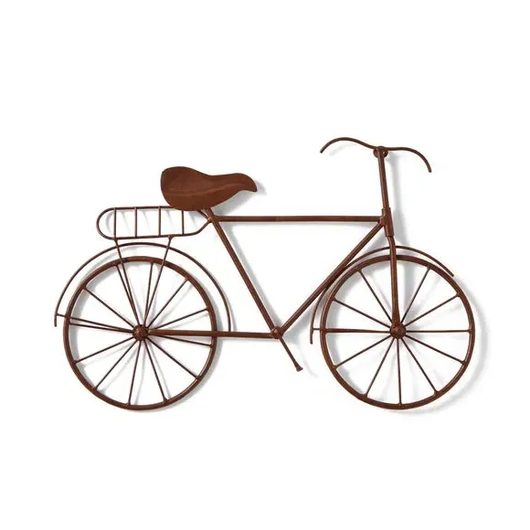 Bicycle Wall Art for Indoor Outdoor - Brown, Metal