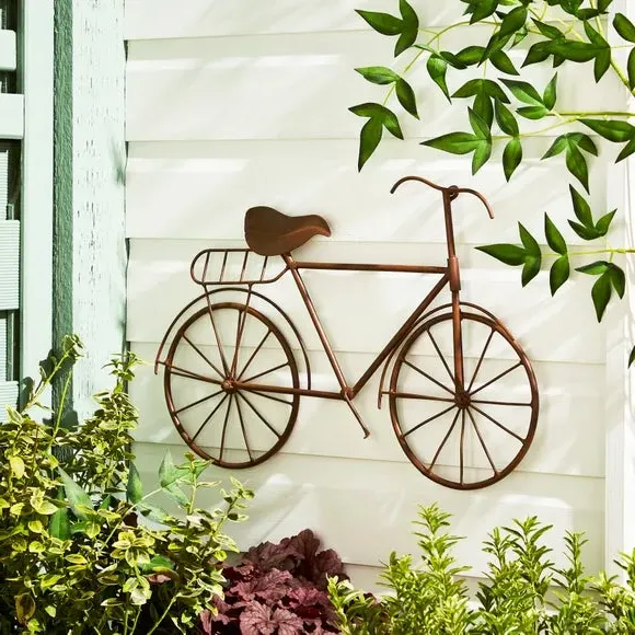 Bicycle Wall Art for Indoor Outdoor - Brown, Metal image