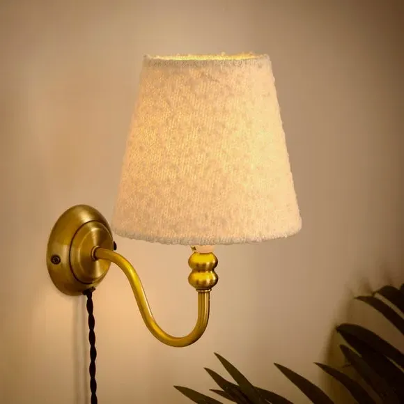 Boucle Lamp Shade with Candle Clip - Ivory
