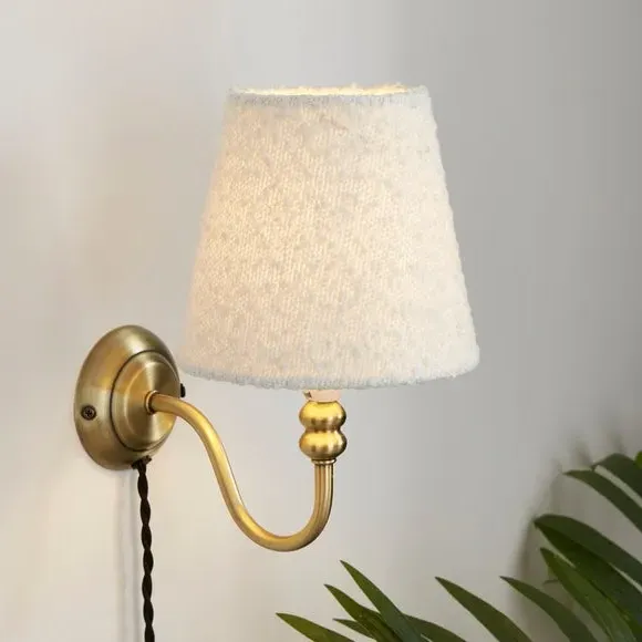 Boucle Lamp Shade with Candle Clip - Ivory