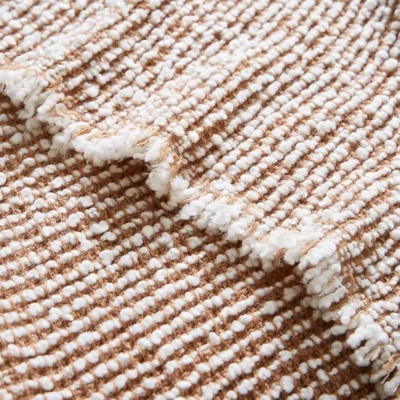 Boucle Throw Blanket with Fringe - Camel
