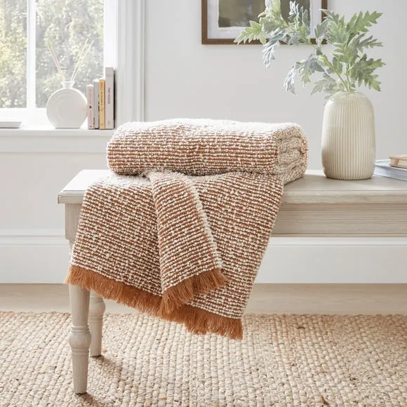 Boucle Throw Blanket with Fringe - Camel image