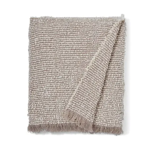 Boucle Throw Blanket with Fringe - Greige
