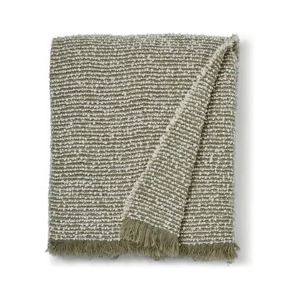 Boucle Throw Blanket with Fringe - Sage