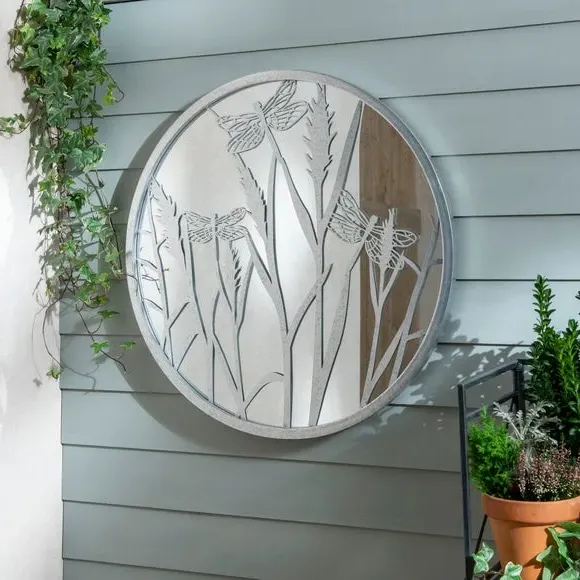 Butterfly Mirrored Wall Art - Silver, Steel image