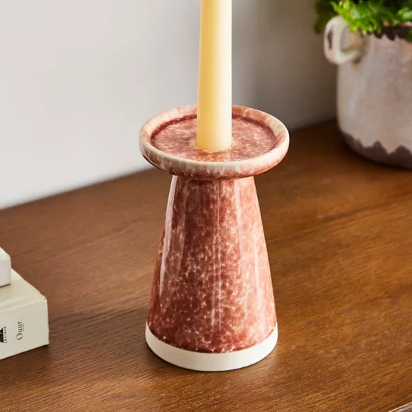Ceramic Candle Holder - Terracotta, Reactive Glaze