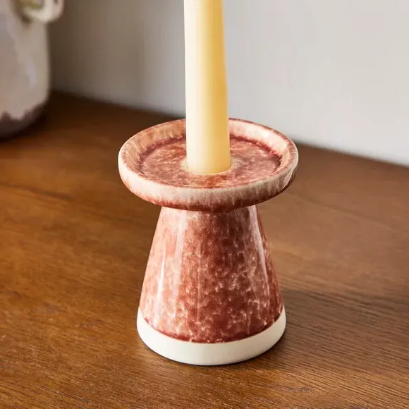 Ceramic Candle Holder - Terracotta, Reactive Glaze