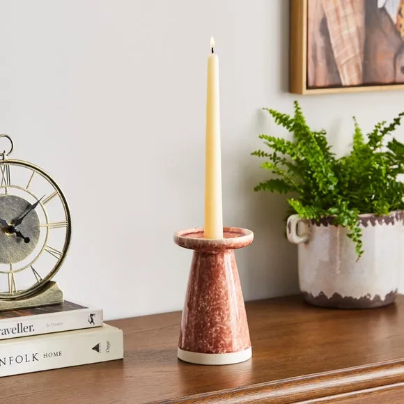 Ceramic Candle Holder - Terracotta, Reactive Glaze