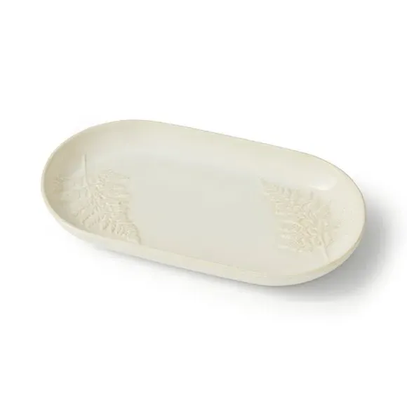 Ceramic Tray with Embossed Design - Ivory