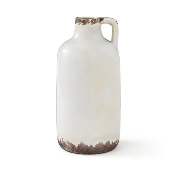 Ceramic Vase with Crackle Finish - White
