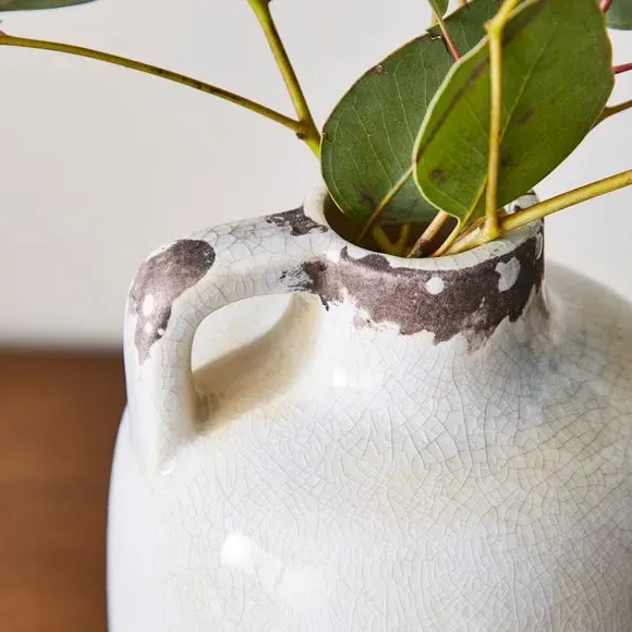 Ceramic Vase with Crackle Finish - White