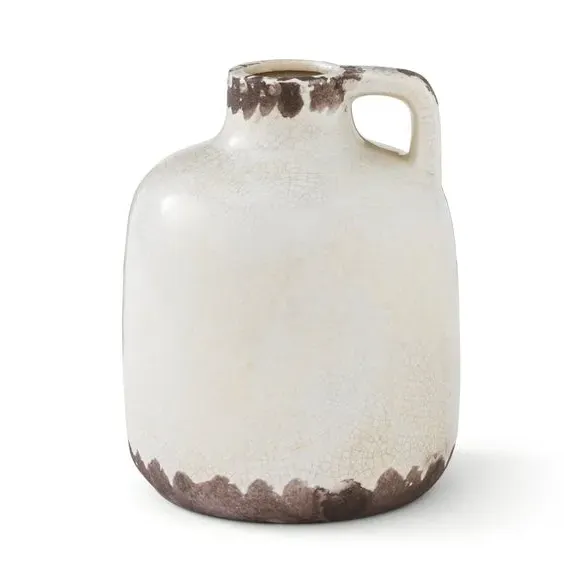 Ceramic Vase with Crackle Finish - White