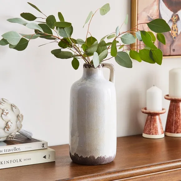 Ceramic Vase with Crackle Finish - White