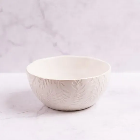 Cereal Bowl with Debossed Finish - Cream, Stoneware image