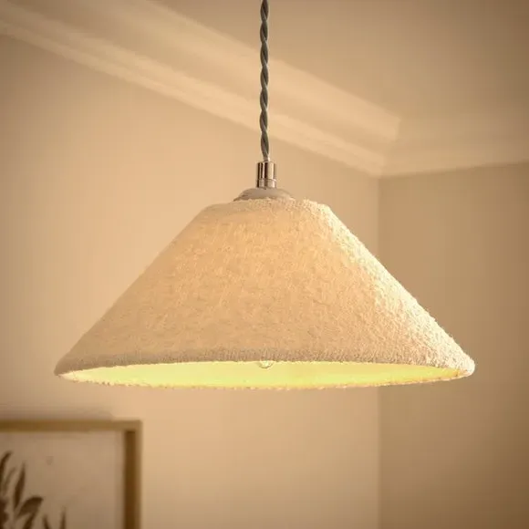 Conical Lamp Shade - Ivory, Boucle Fabric