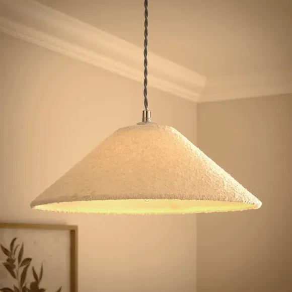 Conical Lamp Shade - Ivory, Boucle Fabric