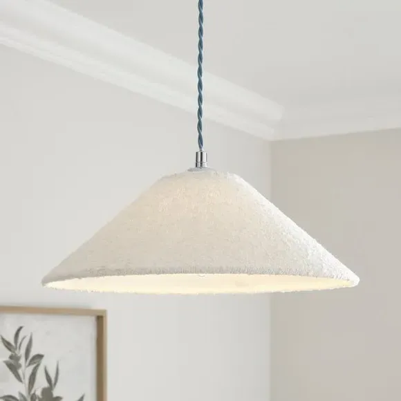Conical Lamp Shade - Ivory, Boucle Fabric