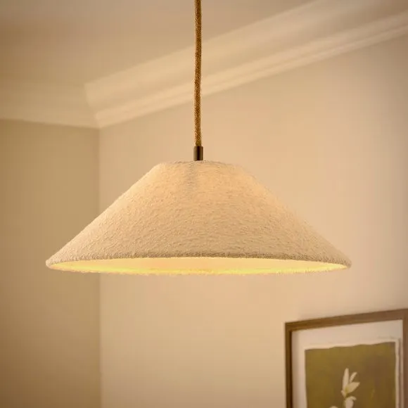 Conical Lamp Shade - Ivory, Boucle Fabric