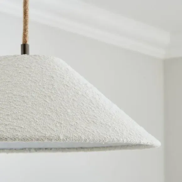 Conical Lamp Shade - Ivory, Boucle Fabric