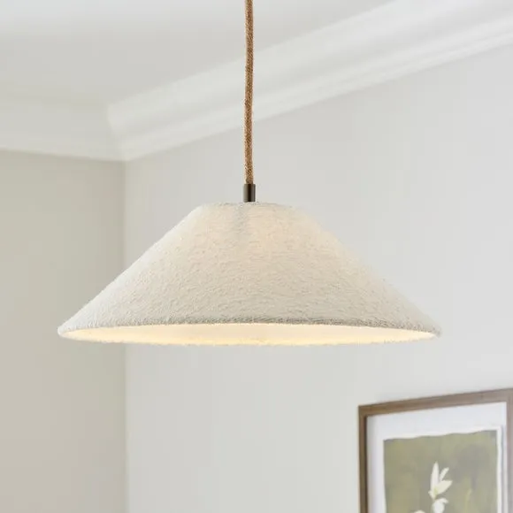 Conical Lamp Shade - Ivory, Boucle Fabric