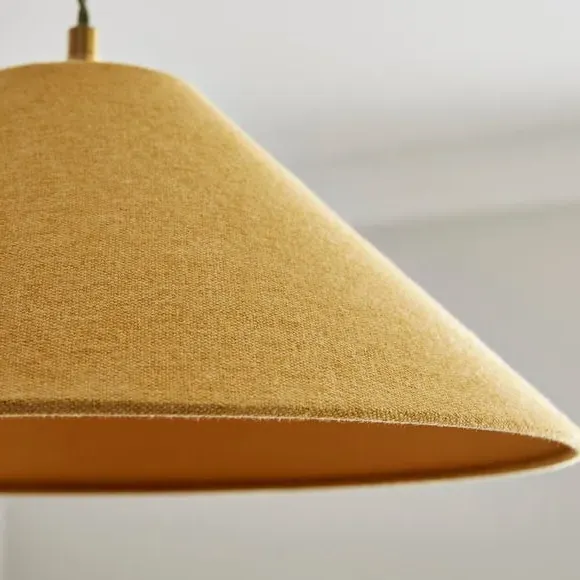 Conical Lamp Shade with Brass Frame - Gold, Linen