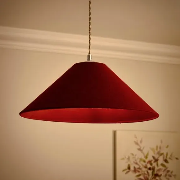 Conical Lamp Shade with Brass Frame - Wine, Linen