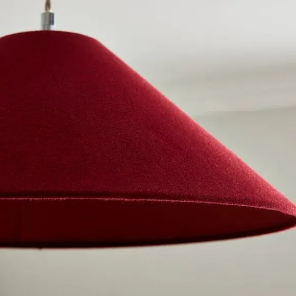 Conical Lamp Shade with Brass Frame - Wine, Linen