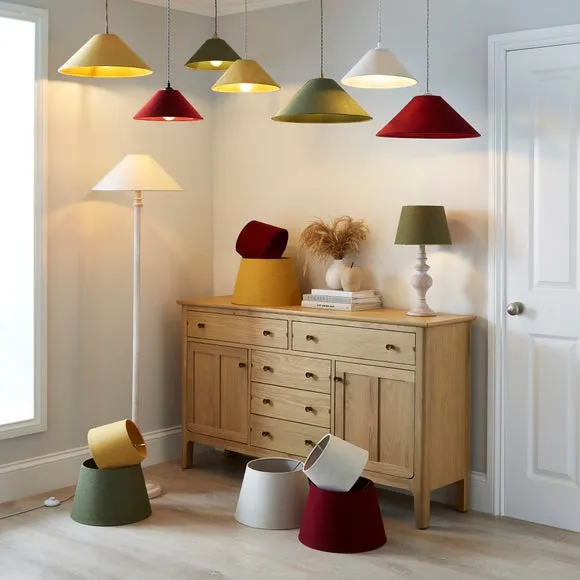 Conical Lamp Shade with Brass Frame - Wine, Linen