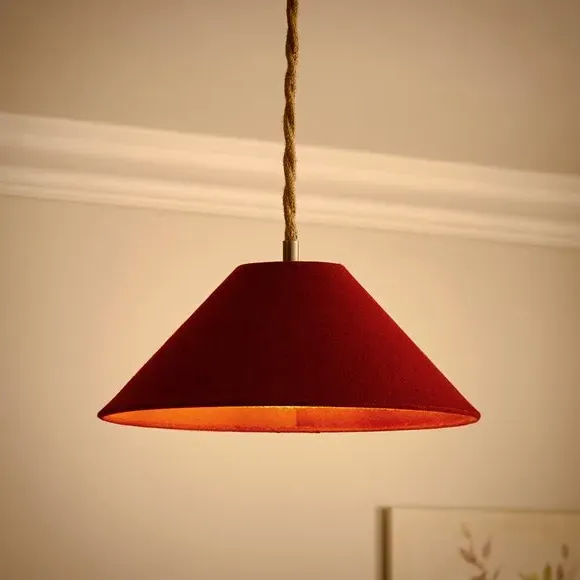Conical Lamp Shade with Brass Frame - Wine, Linen