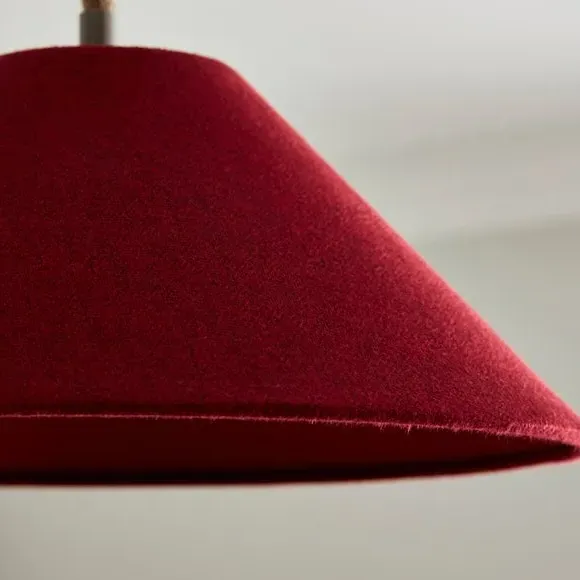 Conical Lamp Shade with Brass Frame - Wine, Linen