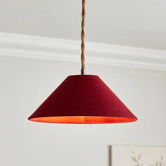 Conical Lamp Shade with Brass Frame - Wine, Linen image