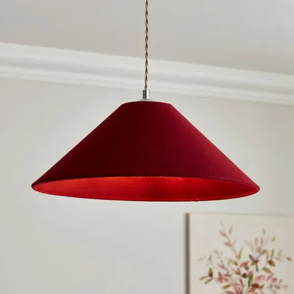 Conical Lamp Shade with Brass Frame - Wine, Linen