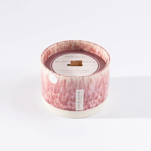 Crackle Candle with Wooden Wick - Red, Ceramic